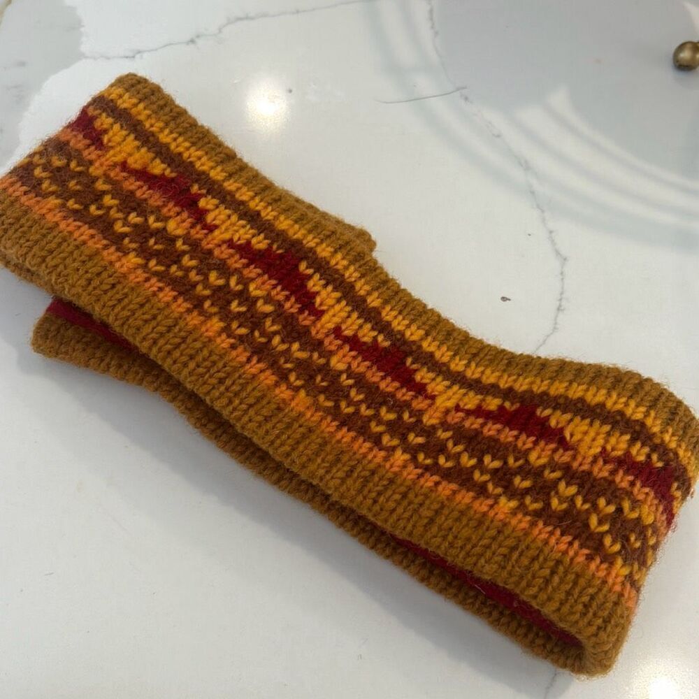 Nirvanna hand made  wool headwrap cozy mustard color band